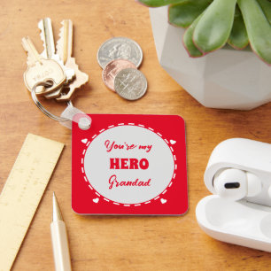 You're my hero Grandad add photo red Key Ring