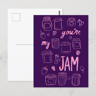 YOURE MY JAM Cute Jars Illustration Valentine Love Postcard