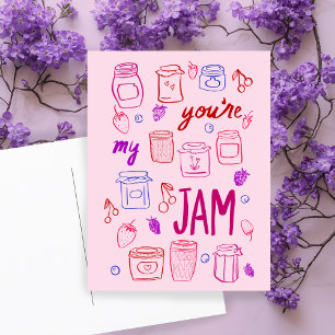 YOURE MY JAM Cute Jars Illustration Valentine Love Postcard