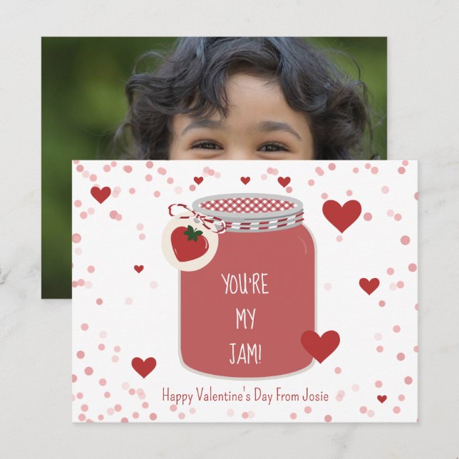 You're My Jam Strawberry Valentine's Day Photo Postcard (Front/Back)