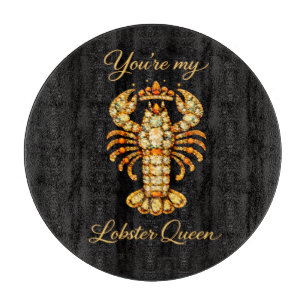 You're My Lobster Queen Bejewelled Diamond Luxury Cutting Board
