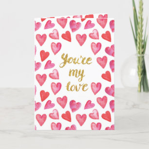 You're My Love Red Romantic Hearts Holiday Card