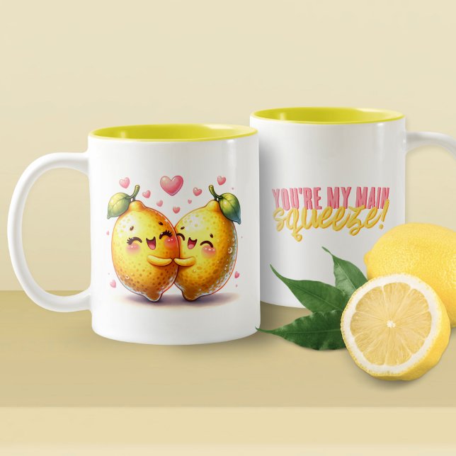You're My Main Squeeze Funny Lemons Love Two-Tone Coffee Mug (Creator Uploaded)