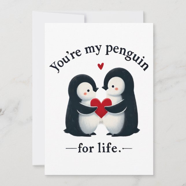 You're my penguin for life couple  holiday card (Front)