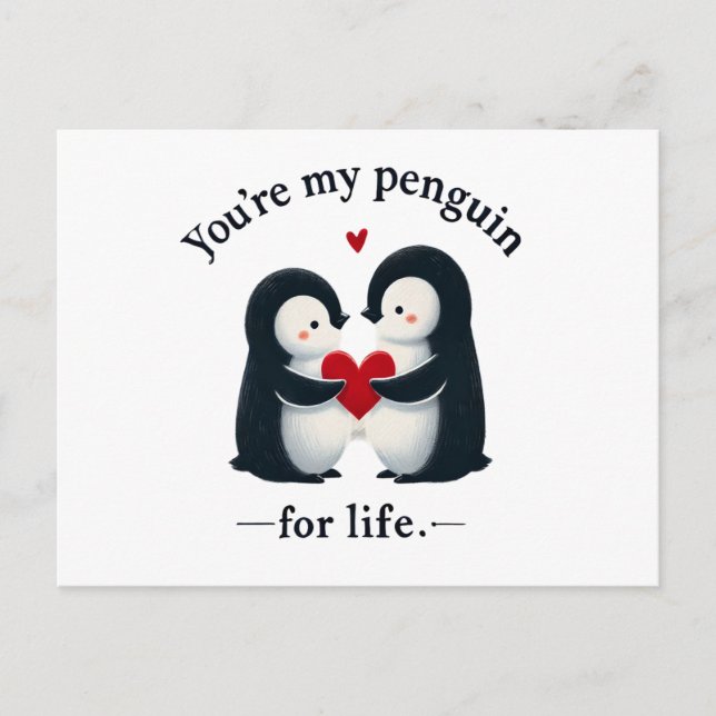 You're my penguin for life couple  postcard (Front)