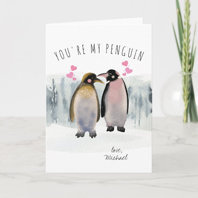 You're My Penguin | Romance Holiday Card (Front)