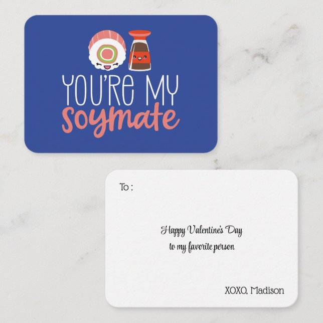 You're My Soymate Funny Pun Cute Valentine's Day Card (Front/Back)
