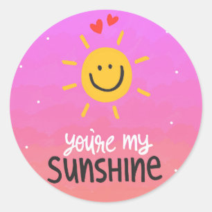 You're my sunshine funny doodle classic round sticker