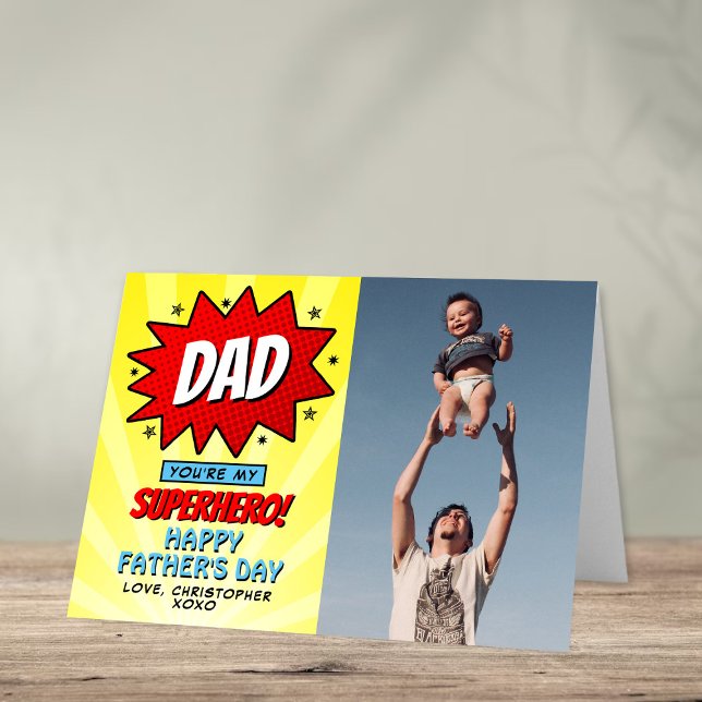 You're My Superhero Dad Father's Day Photo Card (Creator Uploaded)
