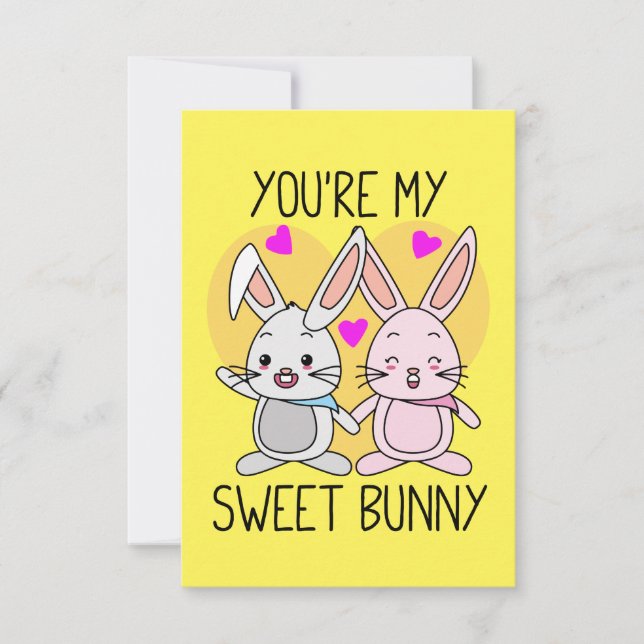 You're My Sweet Bunny Cute Valentine Card (Front)