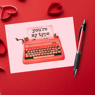 You're My Type Vintage Red Typewriter Nostalgic Holiday Card