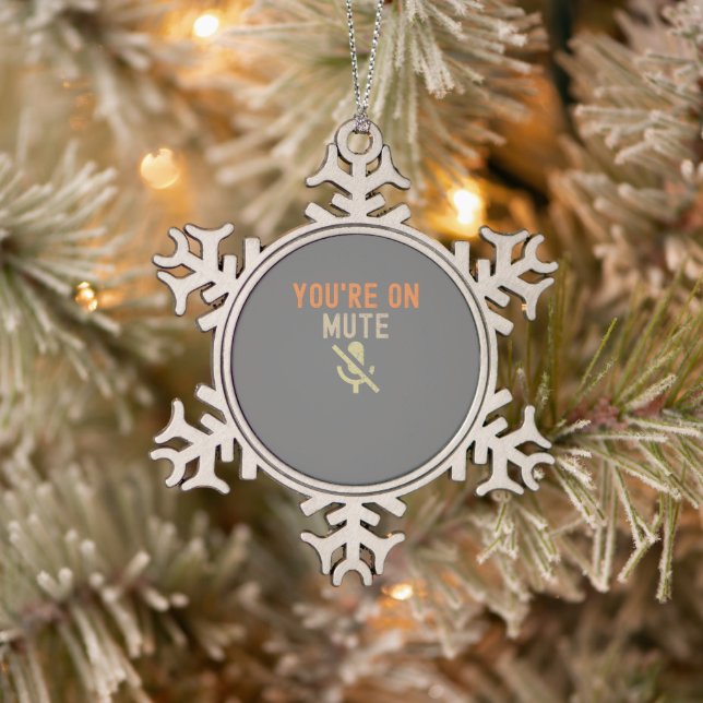 you're on mute video call snowflake pewter christmas ornament (Tree)