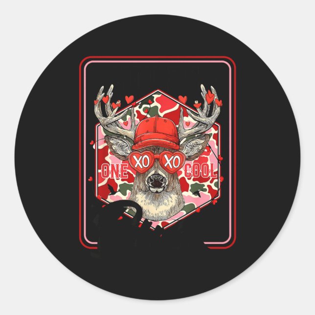You're One Cool Buck Camouflage Valentine's Day Hu Classic Round Sticker (Front)