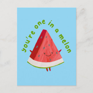 Your'e One in a Melon Cute Funny Watermelon Pun Postcard