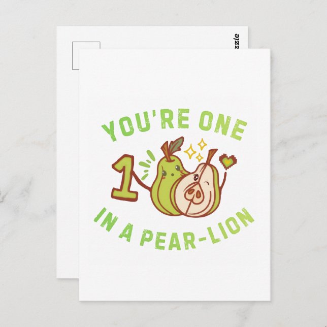 You're One In A Pear-Lion Pear Pun Postcard (Front/Back)