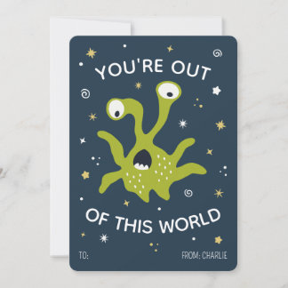 You're out of this world classroom valentines card