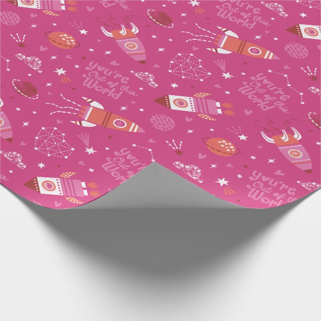 You're out of this world Valentine's rockets Wrapping Paper (Corner)