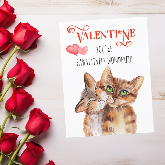 You're Pawsitively Wonderful Valentine Cats Pun Po Postcard (Creator Uploaded)