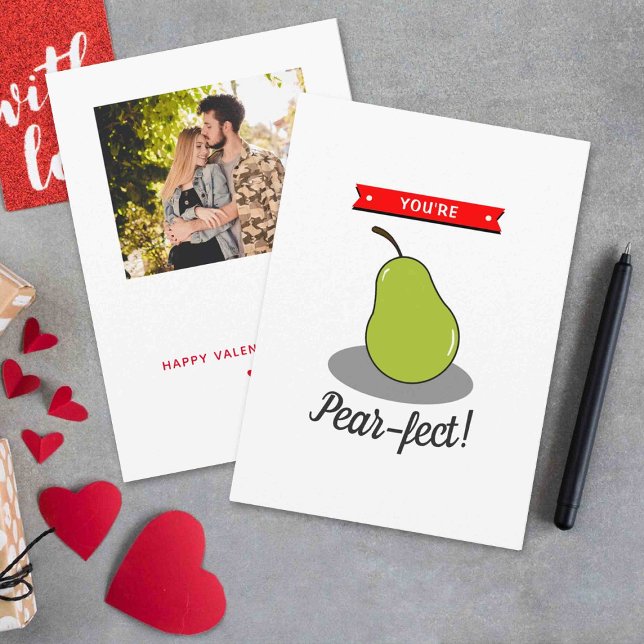 You're Pear-fect! Funny Whimsy Valentine's Day Holiday Card (Creator Uploaded)