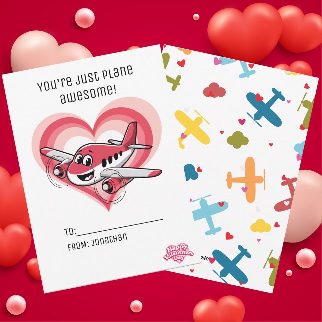 You're Plane Awesome Aeroplane Kids Valentine's Da Holiday Card (Creator Uploaded)