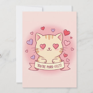 You're Purr-fect! Adorable Valentine's Day Cat  Holiday Card
