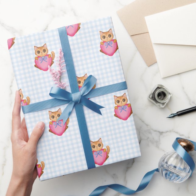 You're Purr-ty Special Gingham Kitty Cat Wrapping Paper (Gifting)