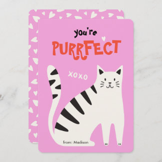 You're purrfect cat classroom valentine's day card