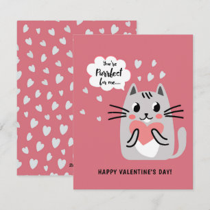 You're Purrfect for me Cat Valentines Day Holiday Card