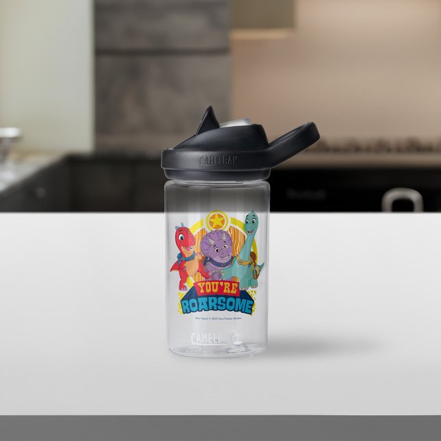You're Roarsome | Dino Ranch Water Bottle (Water bottle on counter)