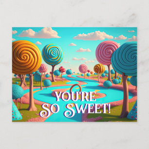 You're So Sweet Candy Lane Lollipop Gum Drop Trees Postcard