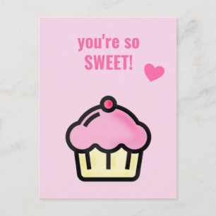 You're so Sweet - Cute Cupcake Classroom Valentine Postcard