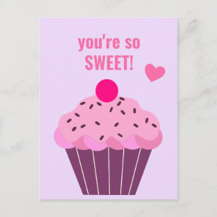 You're so Sweet - Cute Cupcake Classroom Valentine Postcard