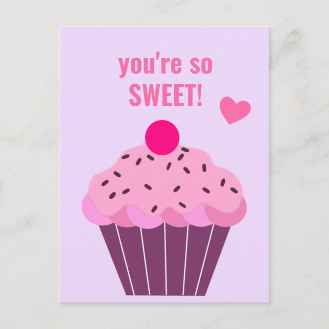 You're so Sweet - Cute Cupcake Classroom Valentine Postcard (Front)