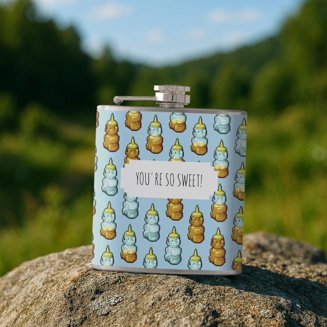 You're So Sweet! Cute Honey Bear Bottles Pattern Hip Flask (Creator Uploaded)