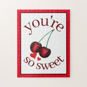 You're So Sweet Ripe Red Cherry Cherries Fruit Jigsaw Puzzle