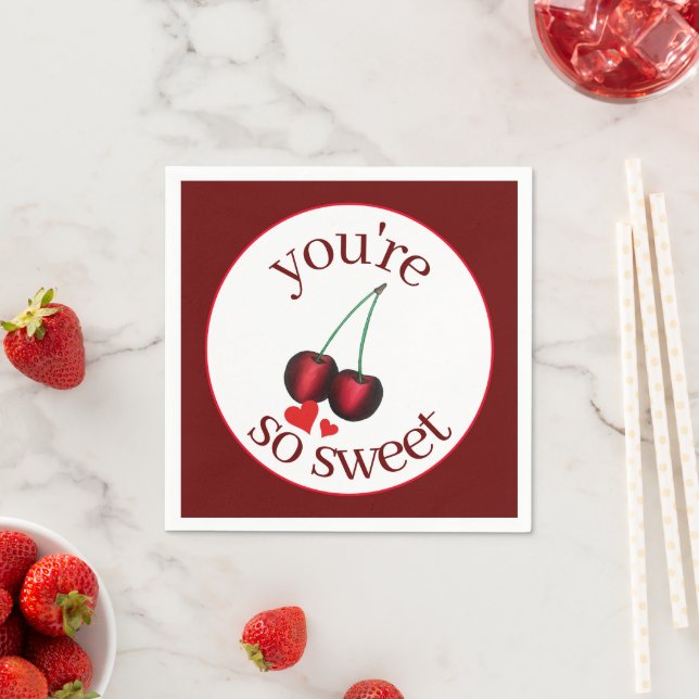 You're So Sweet Ripe Red Cherry Cherries Fruit Napkin (Insitu)