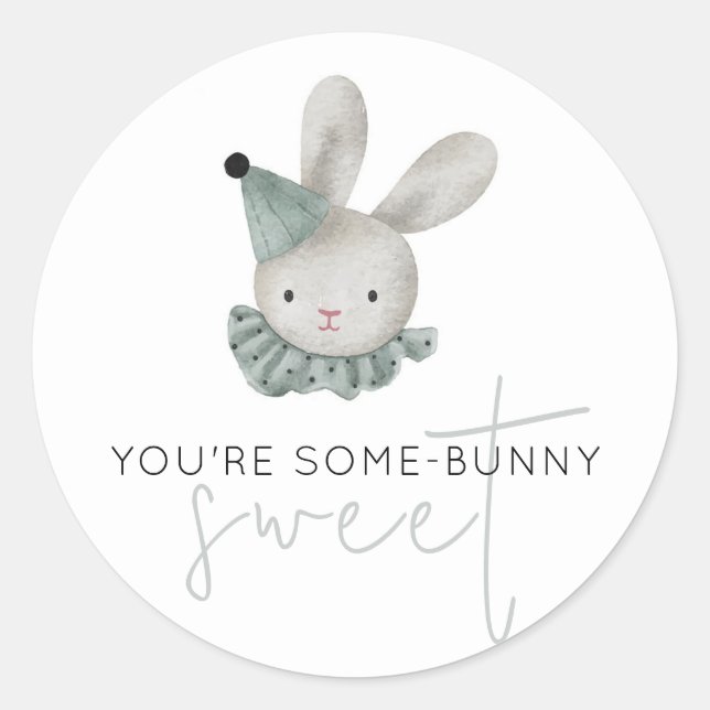 You're Some-Bunny Sweet Adorable Rustic Classic Round Sticker (Front)