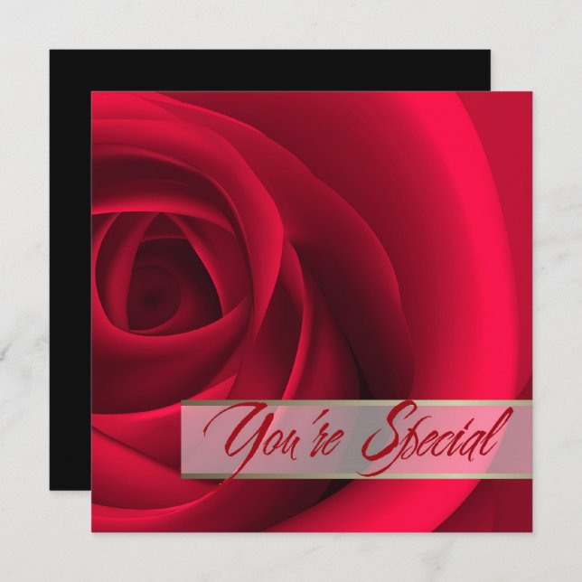 You're Special. Red Rose Valentine's Day Card (Front/Back)