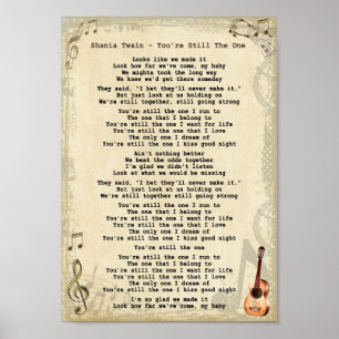 You're Still The One Song Lyric Guitar Print