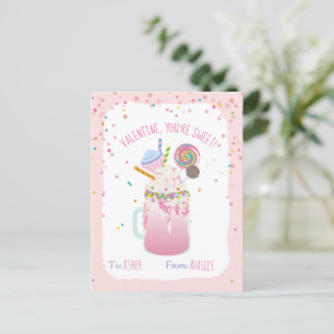 You're Sweet Crazy Milkshake Candy Kids Valentine Postcard
