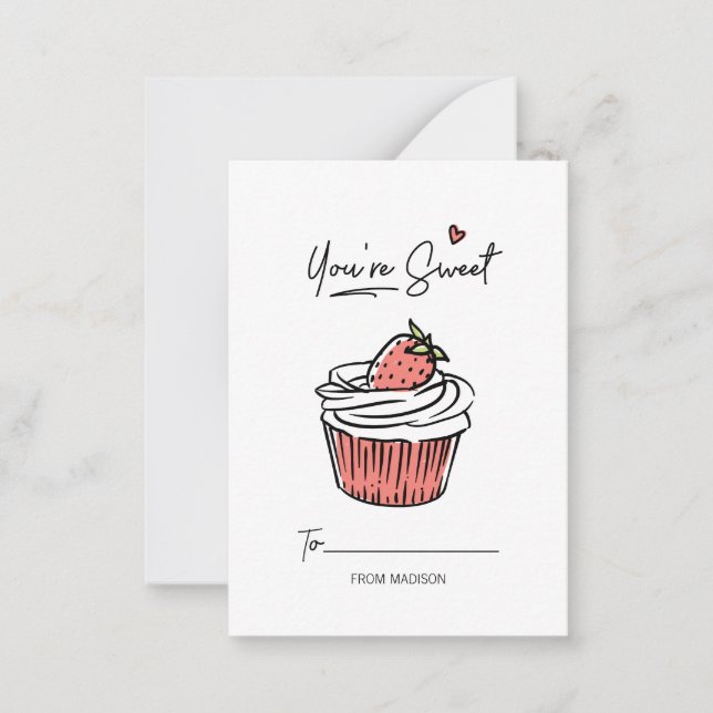 You're Sweet Cupcake Classroom Valentine Card 100p (Front)