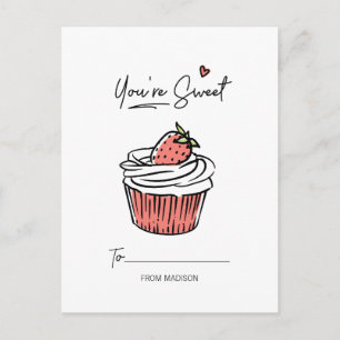 You're Sweet Cupcake Classroom Valentine Postcard