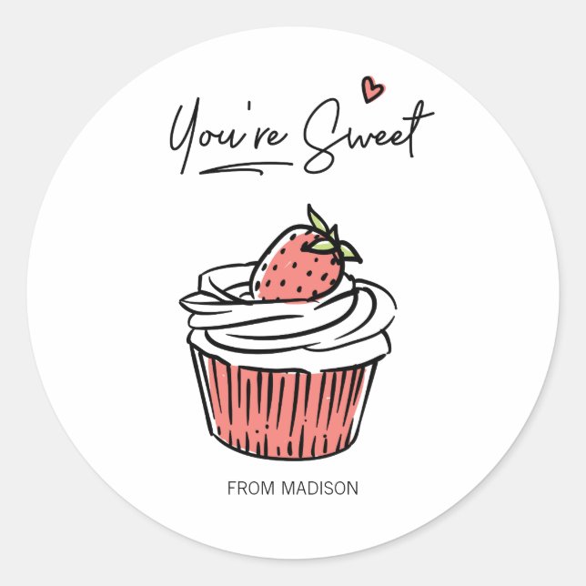You're Sweet Cupcake Valentine Sticker (Front)