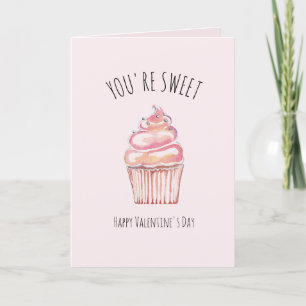 You're Sweet Happy Valentine's Day Cupcake  Thank You Card