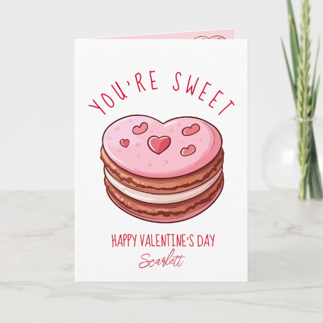 You're Sweet Happy Valentine's Day Macaron Cookies Holiday Card (Front)