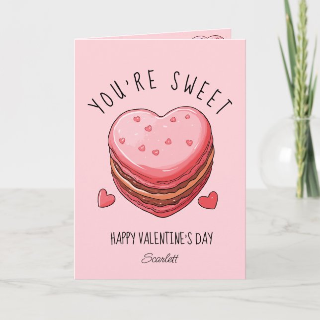 You're Sweet Happy Valentine's Day Macarons Cookie Holiday Card (Front)