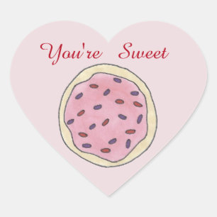 You're Sweet Sugar Cookie Pink Heart Sprinkles Sticker