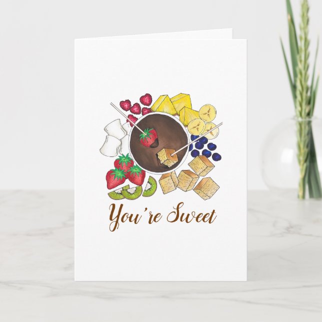 You're Sweet Thank You Chocolate Fondue Fruit Cake Card (Front)