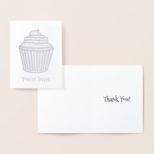 You're Sweet Thank You Thanks Frosted Cupcake Cake Foil Card