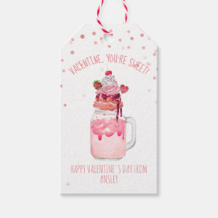 You're Sweet Valentine Candy Love Milkshake Gift Tags